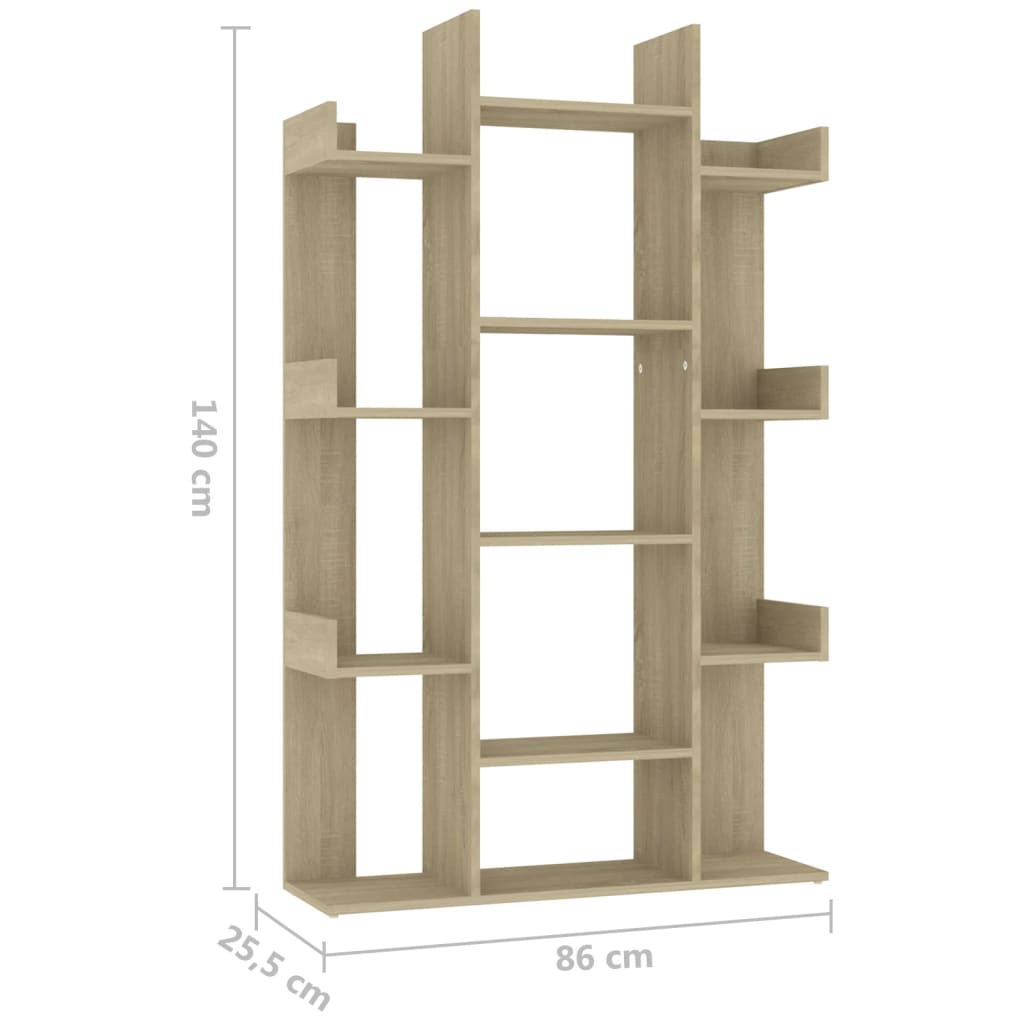 Book Cabinet Sonoma Oak 86x25.5x140 cm Engineered Wood - OLBRIT