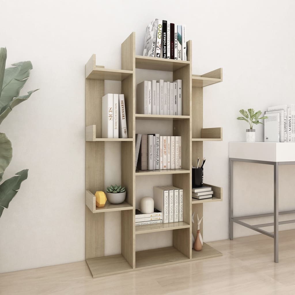 Book Cabinet Sonoma Oak 86x25.5x140 cm Engineered Wood - OLBRIT