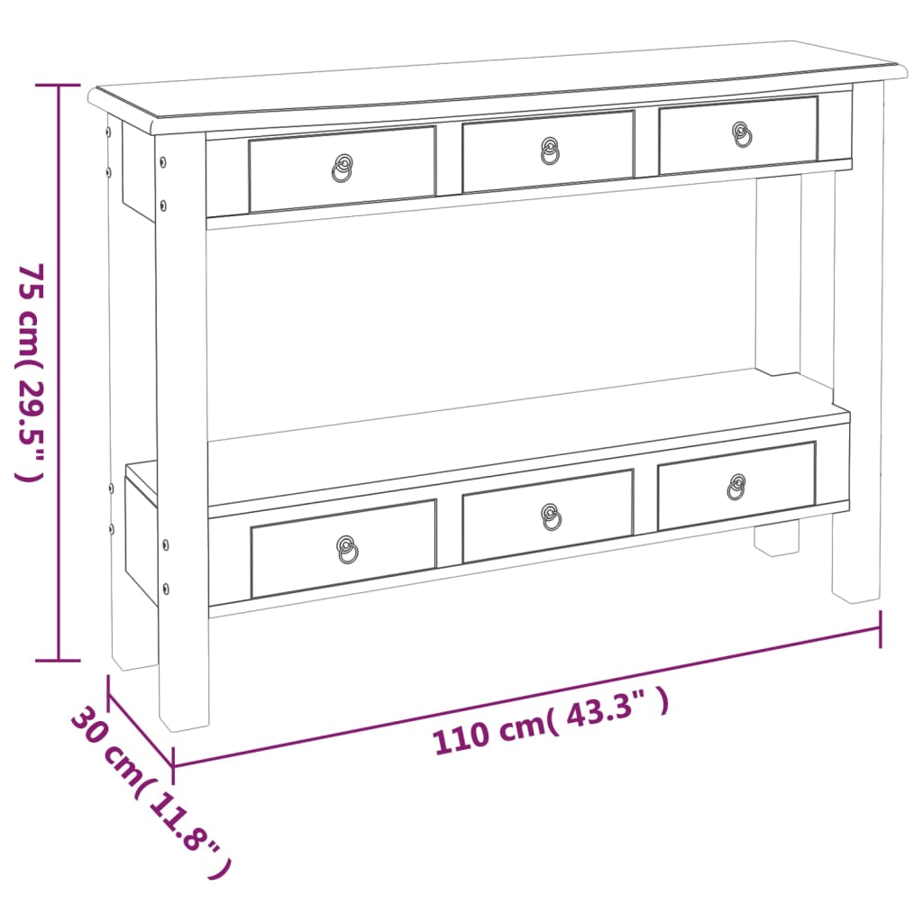 Console Table with Drawers 110x30x75 cm Solid Wood Mahogany - OLBRIT