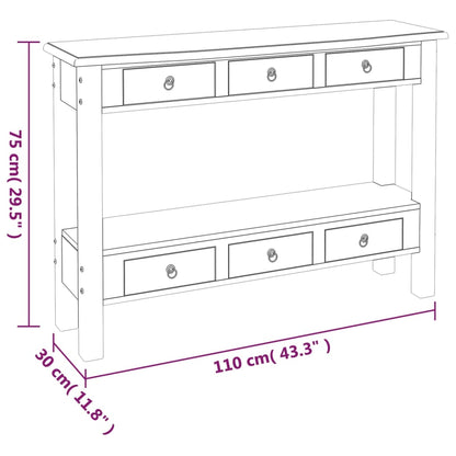 Console Table with Drawers 110x30x75 cm Solid Wood Mahogany - OLBRIT