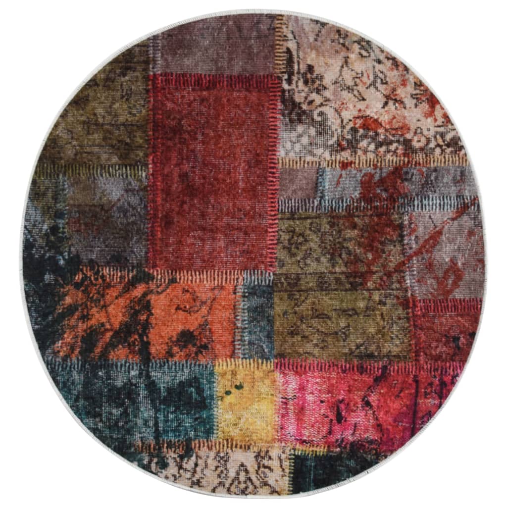 Rug Washable Patchwork φ120 cm Multicolour Anti Slip - OLBRIT