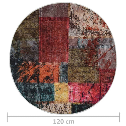 Rug Washable Patchwork φ120 cm Multicolour Anti Slip - OLBRIT