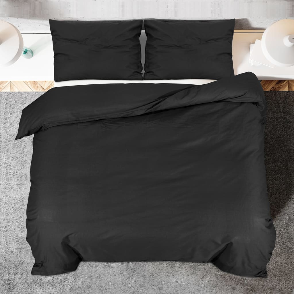Duvet Cover Set Black 155x220 cm Light-weight Microfiber - OLBRIT