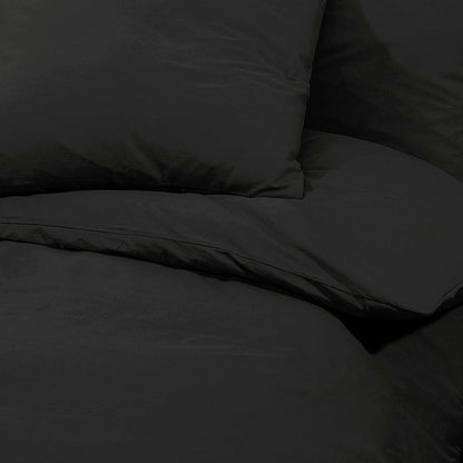 Duvet Cover Set Black 155x220 cm Light-weight Microfiber - OLBRIT