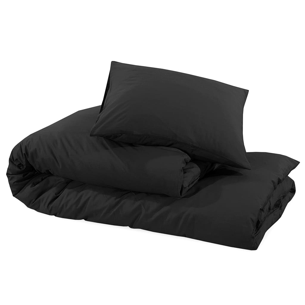 Duvet Cover Set Black 225x220 cm Light-weight Microfiber - OLBRIT