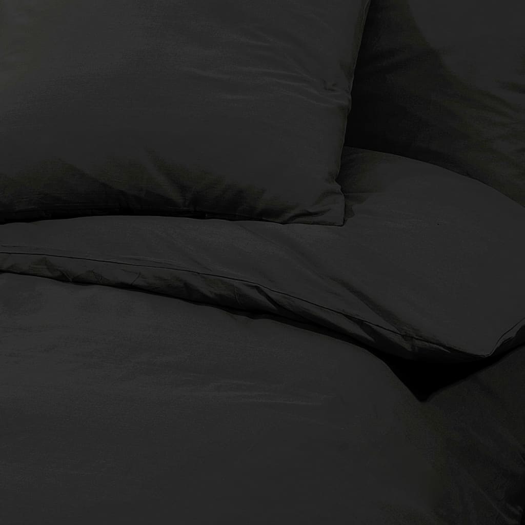 Duvet Cover Set Black 225x220 cm Light-weight Microfiber - OLBRIT
