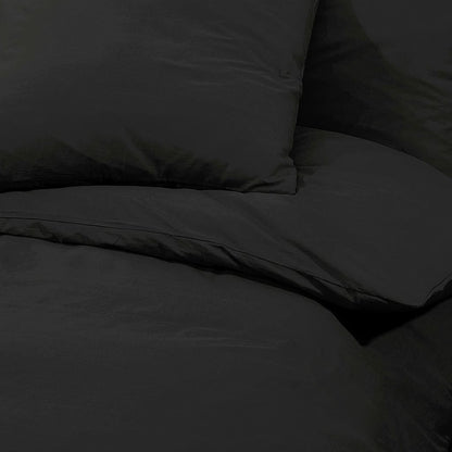 Duvet Cover Set Black 225x220 cm Light-weight Microfiber - OLBRIT