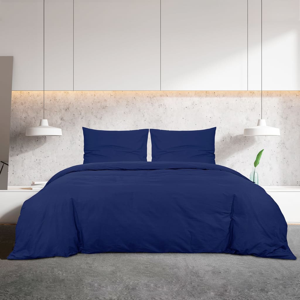 Duvet Cover Set Navy Blue 135x200 cm Light-weight Microfiber - OLBRIT