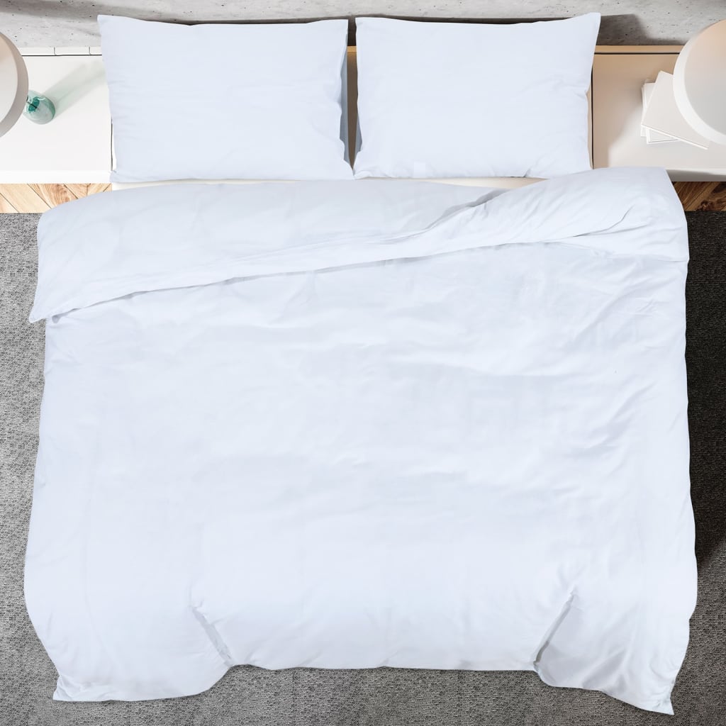 Duvet Cover Set White 155x220 cm Light-weight Microfiber - OLBRIT