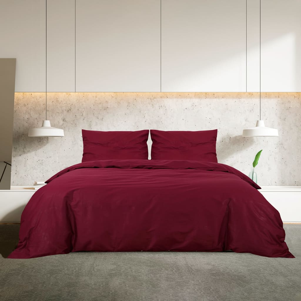 Duvet Cover Set Bordeaux 135x200 cm Light-weight Microfiber - OLBRIT