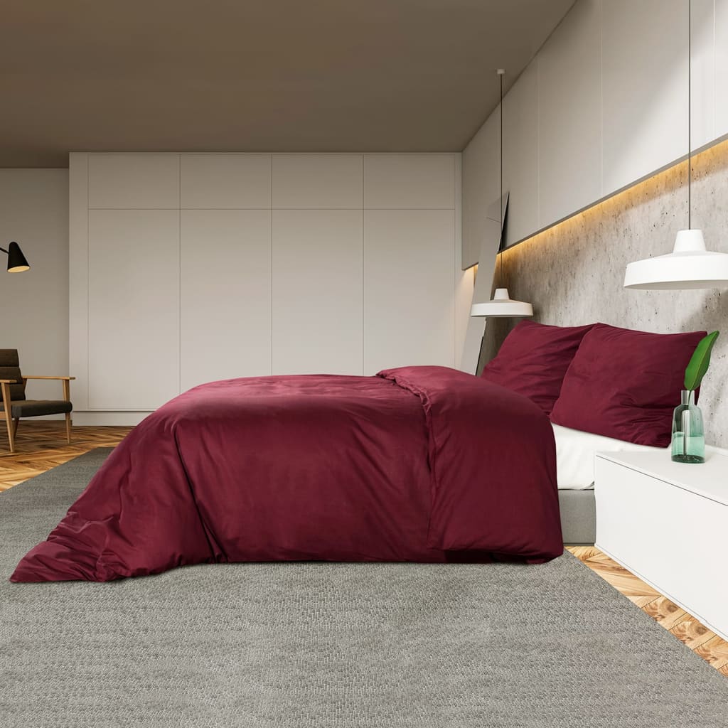 Duvet Cover Set Bordeaux 135x200 cm Light-weight Microfiber - OLBRIT