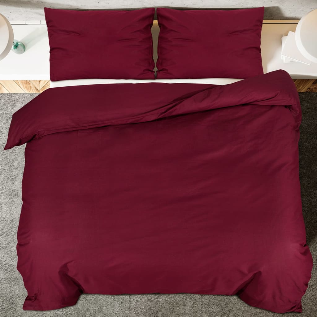 Duvet Cover Set Bordeaux 135x200 cm Light-weight Microfiber - OLBRIT