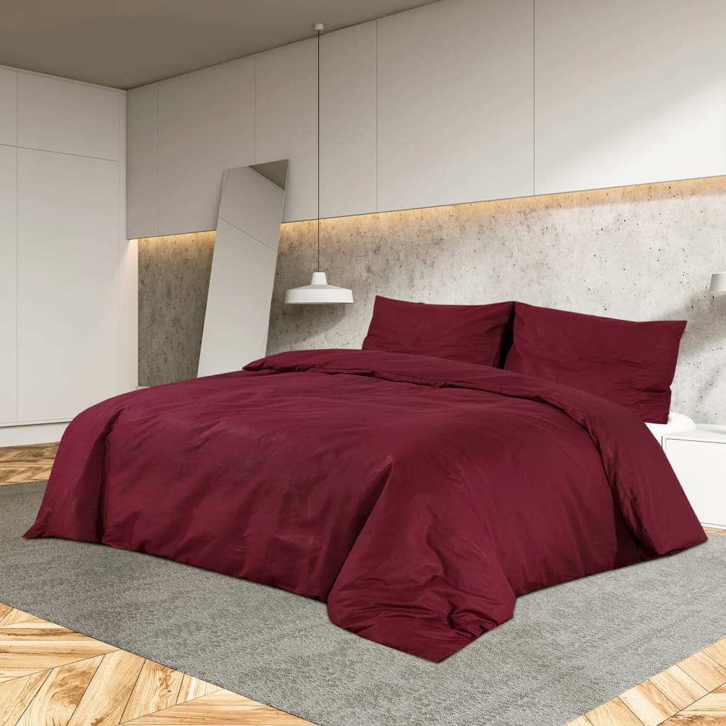 Duvet Cover Set Bordeaux 135x200 cm Light-weight Microfiber - OLBRIT