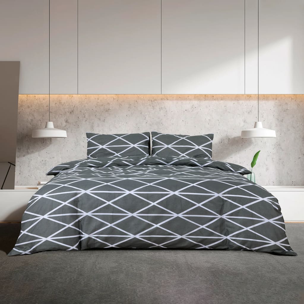 Duvet Cover Set Grey 135x200 cm Cotton - OLBRIT