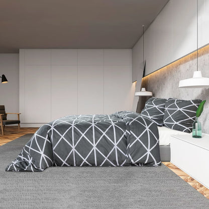 Duvet Cover Set Grey 135x200 cm Cotton - OLBRIT