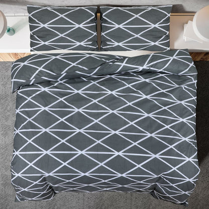 Duvet Cover Set Grey 135x200 cm Cotton - OLBRIT
