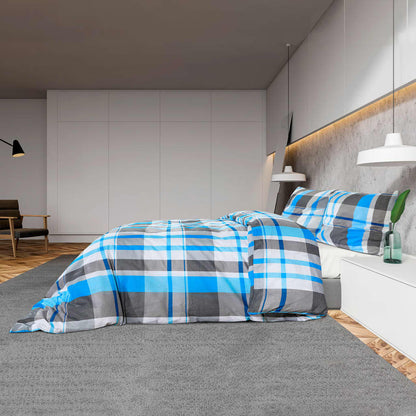 vidaXL Duvet Cover Set Blue and Grey 220x240 cm Cotton - OLBRIT