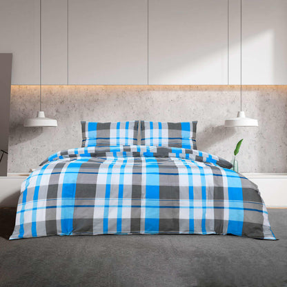 Duvet Cover Set Blue and Grey 155x220 cm Cotton - OLBRIT