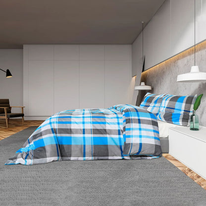 Duvet Cover Set Blue and Grey 155x220 cm Cotton - OLBRIT