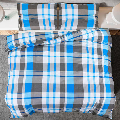 Duvet Cover Set Blue and Grey 155x220 cm Cotton - OLBRIT