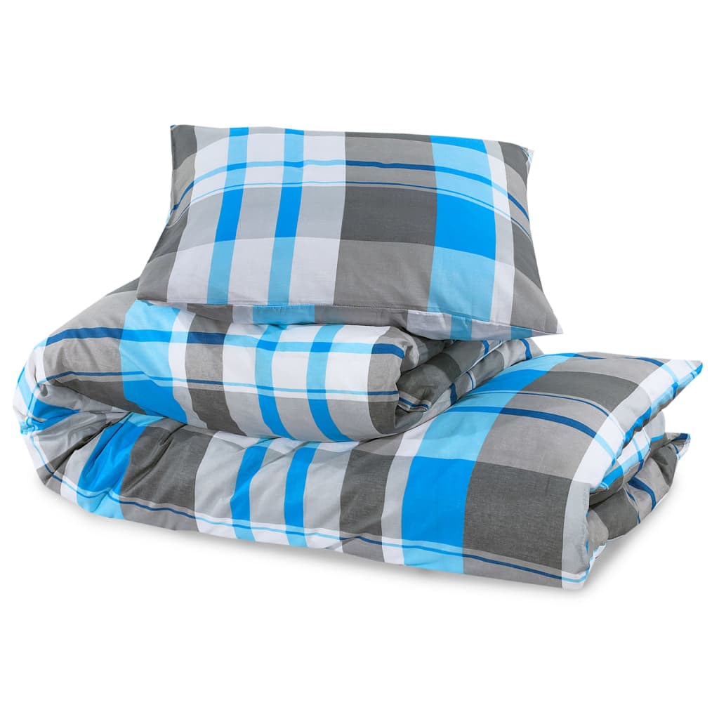 Duvet Cover Set Blue and Grey 155x220 cm Cotton - OLBRIT