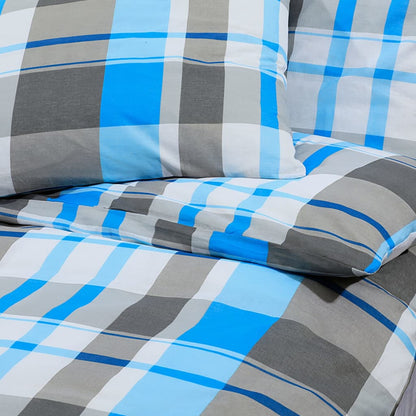 Duvet Cover Set Blue and Grey 155x220 cm Cotton - OLBRIT