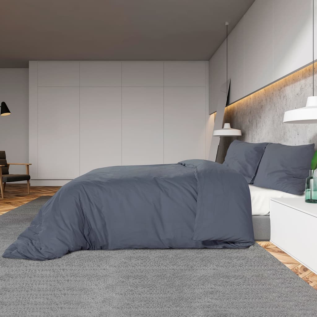 Duvet Cover Set Anthracite 200x200 cm Cotton - OLBRIT
