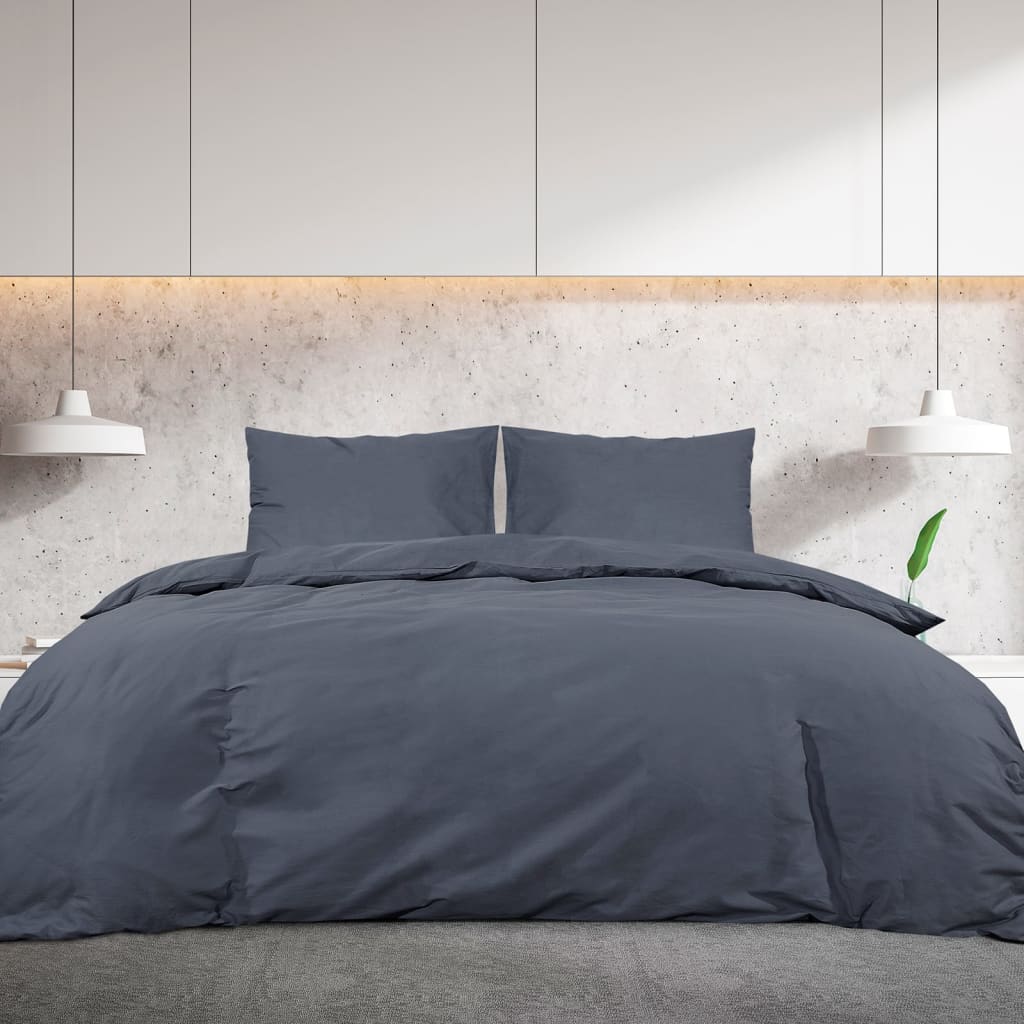 Duvet Cover Set Anthracite 200x200 cm Cotton - OLBRIT
