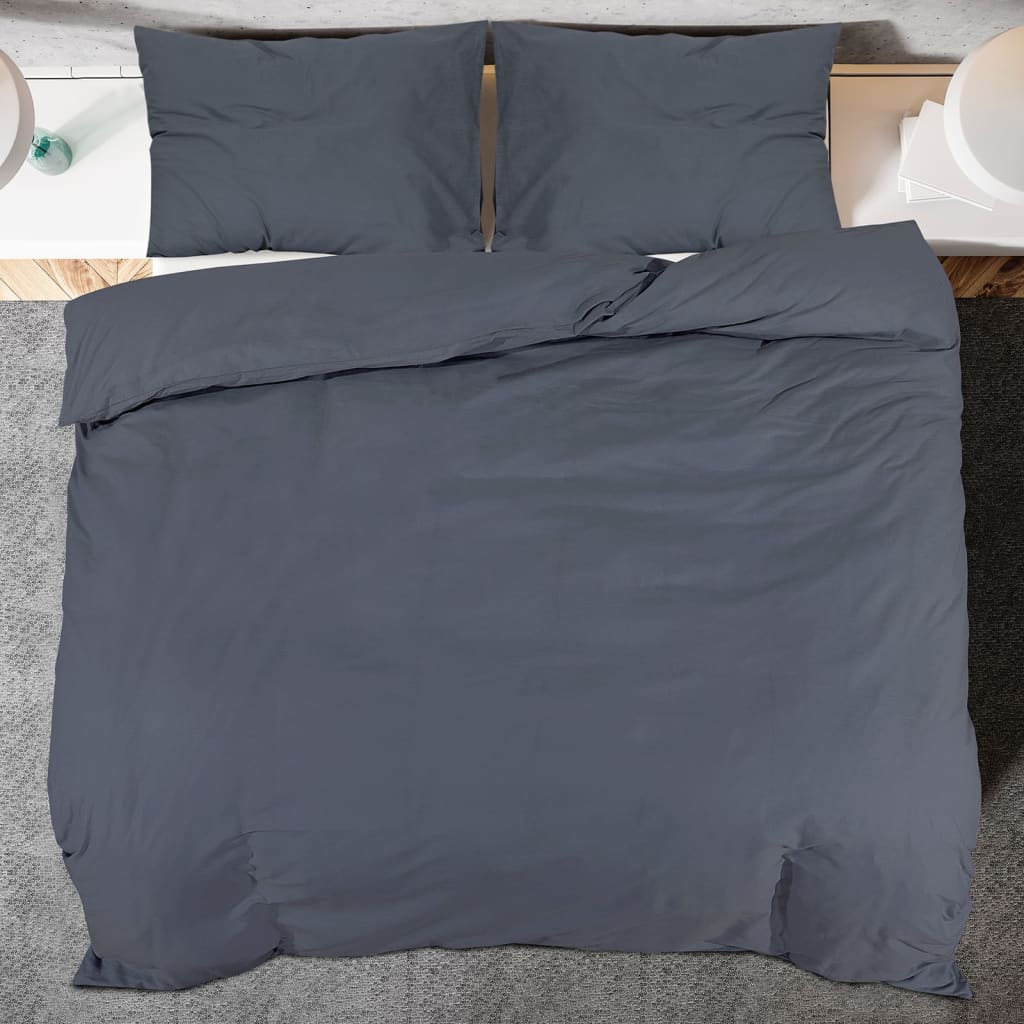 Duvet Cover Set Anthracite 200x200 cm Cotton - OLBRIT