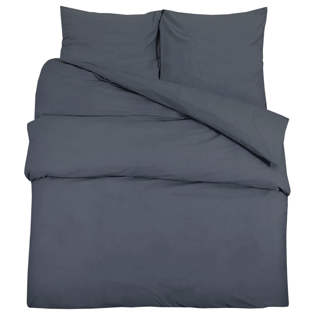 vidaXL Duvet Cover Set Anthracite 155x220 cm Cotton - OLBRIT
