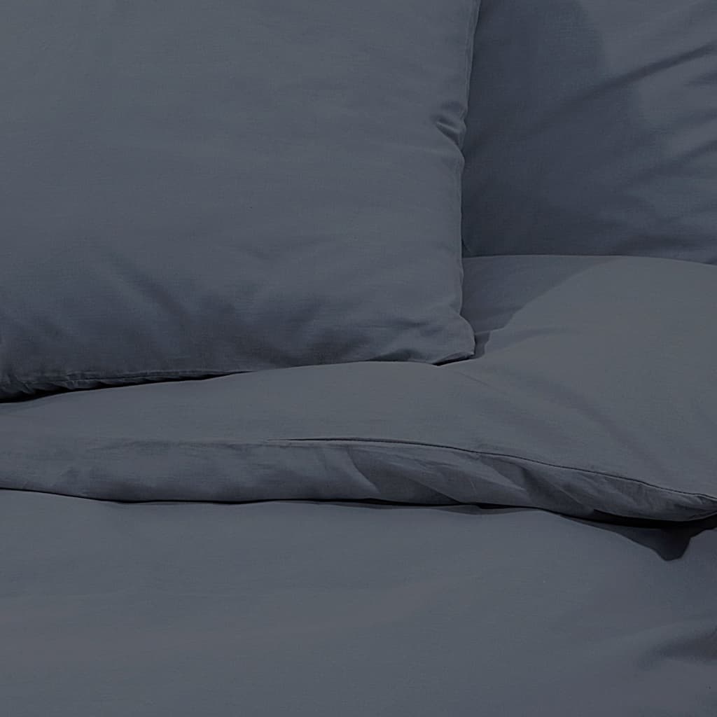 vidaXL Duvet Cover Set Anthracite 155x220 cm Cotton - OLBRIT