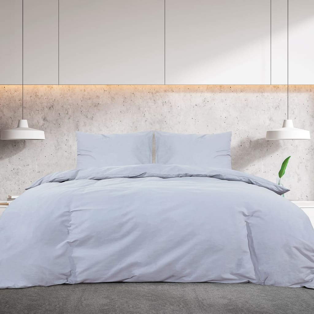Duvet Cover Set Grey 200x200 cm Cotton - OLBRIT