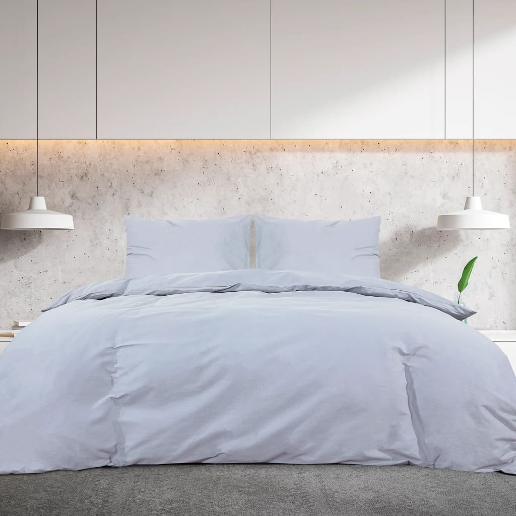 Duvet Cover Set Grey 225x220 cm Cotton - OLBRIT