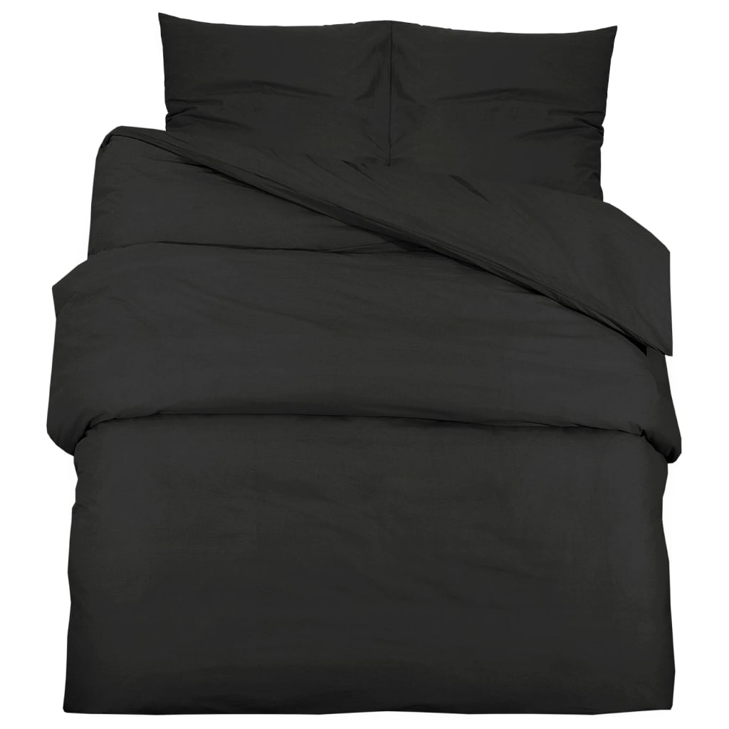 Duvet Cover Set Black 200x200 cm Cotton - OLBRIT