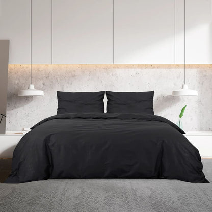 Duvet Cover Set Black 200x200 cm Cotton - OLBRIT