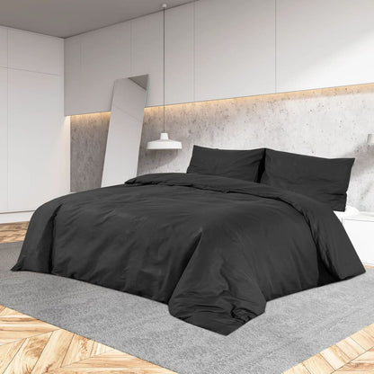 Duvet Cover Set Black 200x200 cm Cotton - OLBRIT