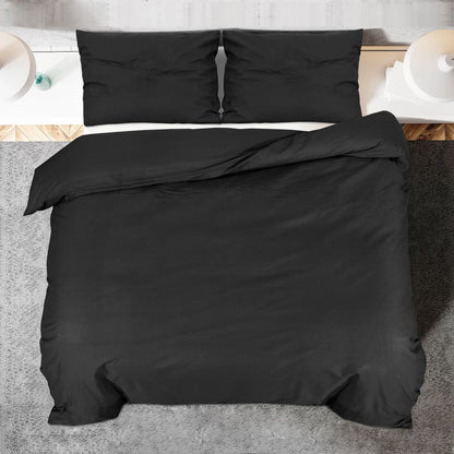 Duvet Cover Set Black 155x220 cm Cotton - OLBRIT