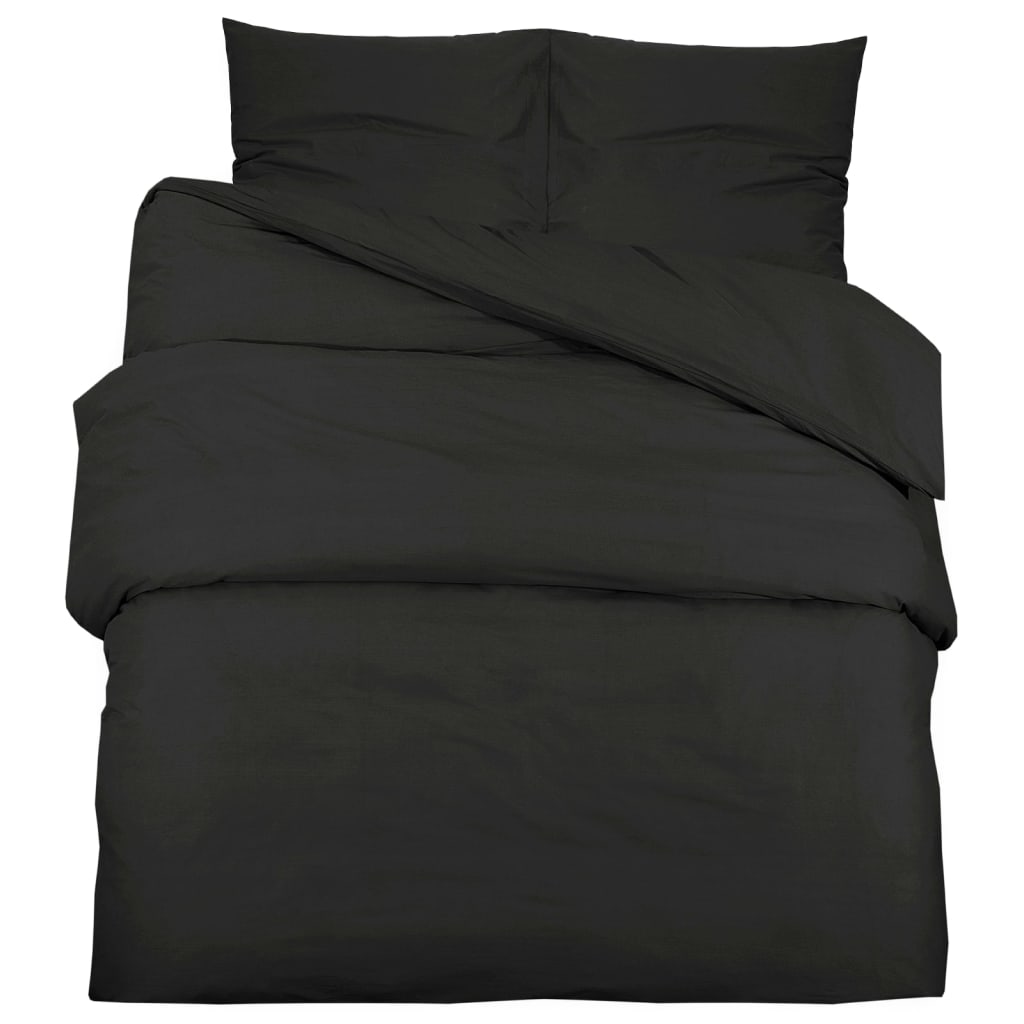 Duvet Cover Set Black 225x220 cm Cotton - OLBRIT