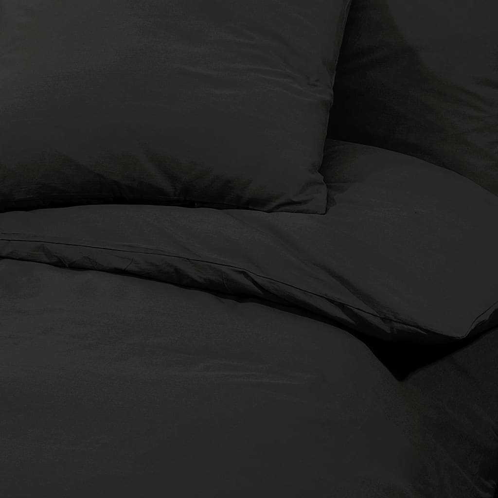 Duvet Cover Set Black 225x220 cm Cotton - OLBRIT