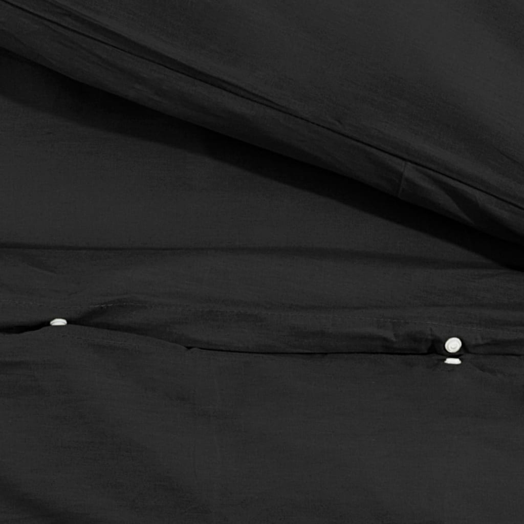 Duvet Cover Set Black 225x220 cm Cotton - OLBRIT