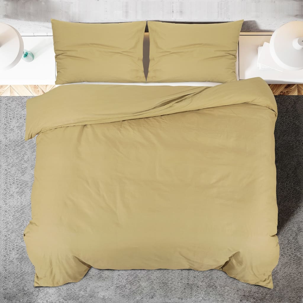 Duvet Cover Set Taupe 135x200 cm Cotton - OLBRIT
