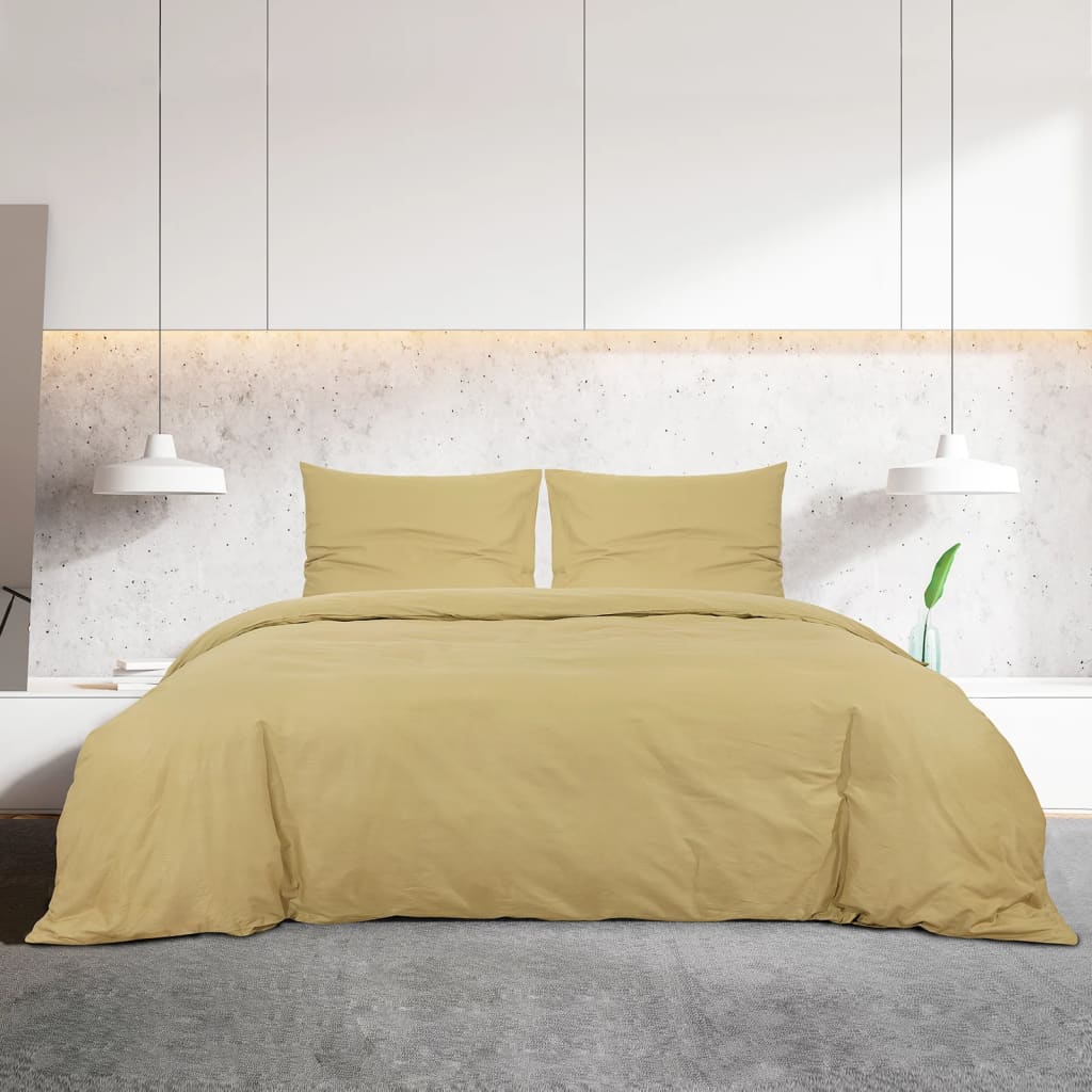 Duvet Cover Set Taupe 155x220 cm Cotton - OLBRIT