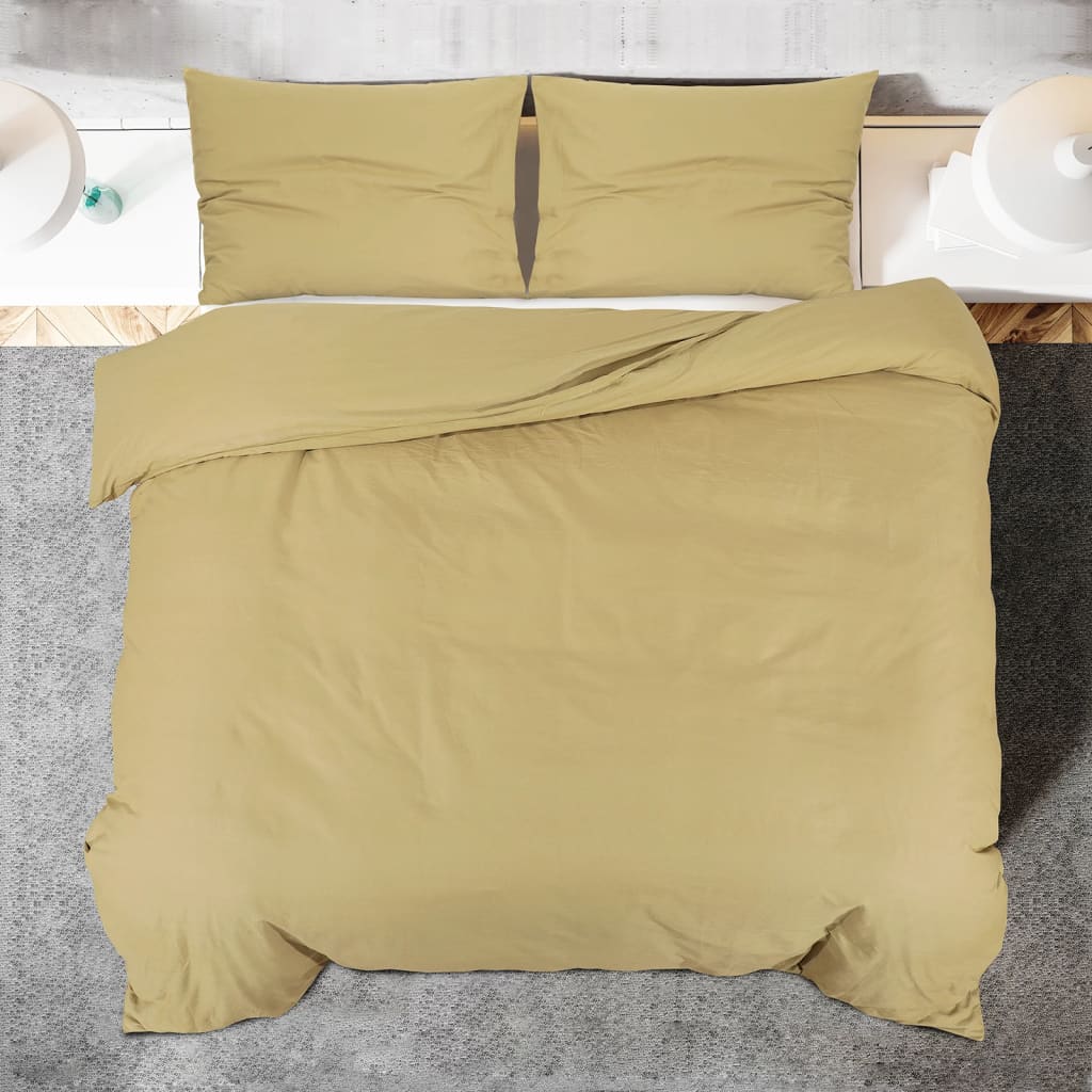 Duvet Cover Set Taupe 155x220 cm Cotton - OLBRIT
