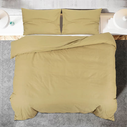 Duvet Cover Set Taupe 155x220 cm Cotton - OLBRIT