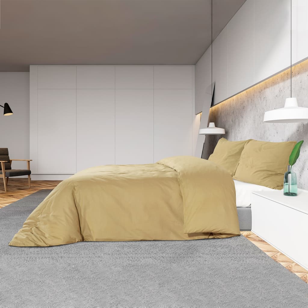 vidaXL Duvet Cover Set Taupe 140x200 cm Cotton - OLBRIT