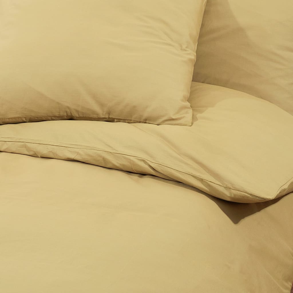 vidaXL Duvet Cover Set Taupe 140x200 cm Cotton - OLBRIT