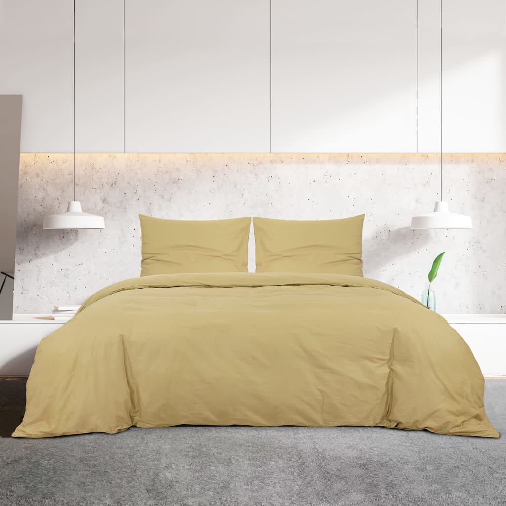 vidaXL Duvet Cover Set Taupe 225x220 cm Cotton - OLBRIT