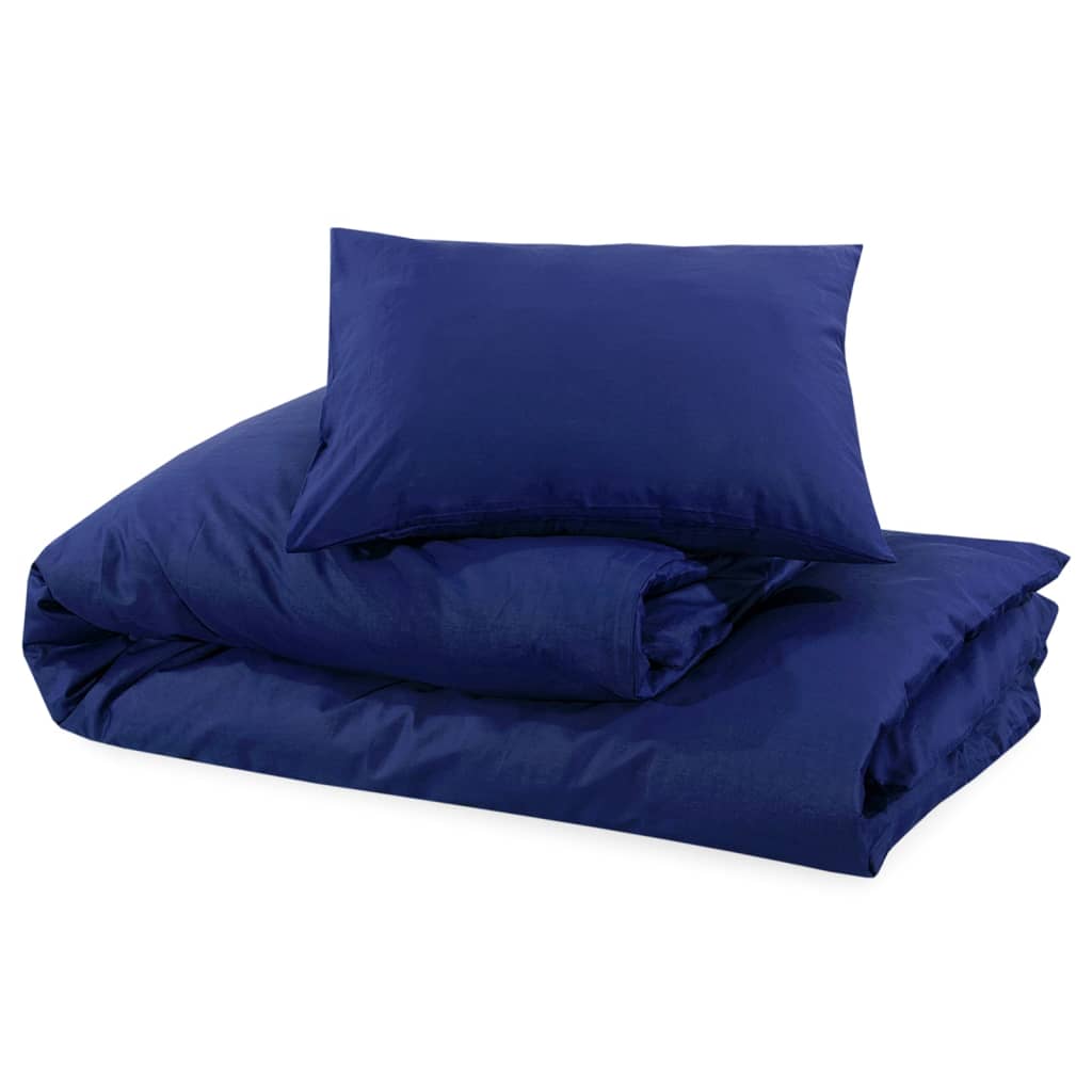 Duvet Cover Set Navy Blue 200x200 cm Cotton - OLBRIT