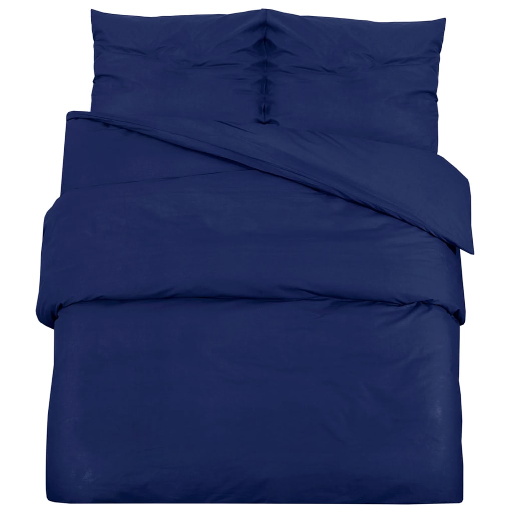 vidaXL Duvet Cover Set Navy Blue 225x220 cm Cotton - OLBRIT