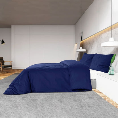 vidaXL Duvet Cover Set Navy Blue 225x220 cm Cotton - OLBRIT